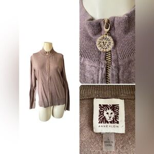 Anne Klein Anne Klein full-zip cardigan sweater Mauve Cardigan women’s brown